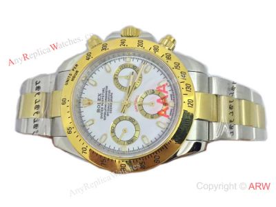 Replica Swiss AAA Rolex  Daytona 2-Tone White Dial Valjoux 7750